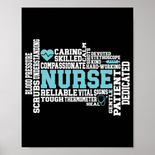 Cute Nurse RN LVN Nursing School Medical Poster