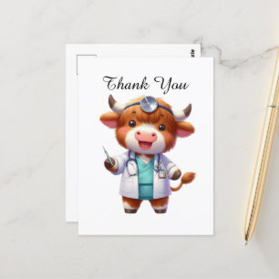 Cute Nurse thank you highland cow  Postcard