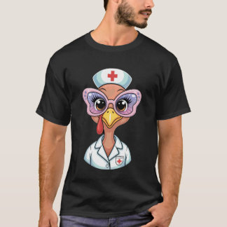 Cute Nurse Turkey Face Sunglasses Butterfly Fall H T-Shirt