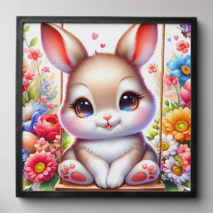 Cute nursery baby bunny peel and stick photo tile