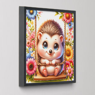Cute nursery baby hedgehog peel and stick photo tile