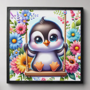 Cute nursery baby penguin peel and stick photo tile