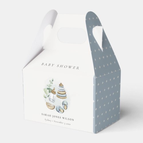 Cute Nursery Essential Leafy Blue Boy Baby Shower Favor Boxes