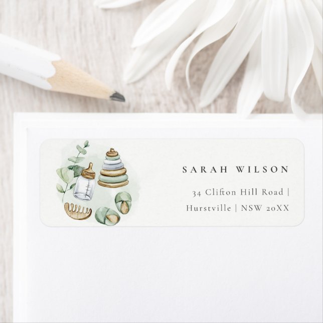 Cute Nursery Essential Leafy Green Address Label (Insitu)