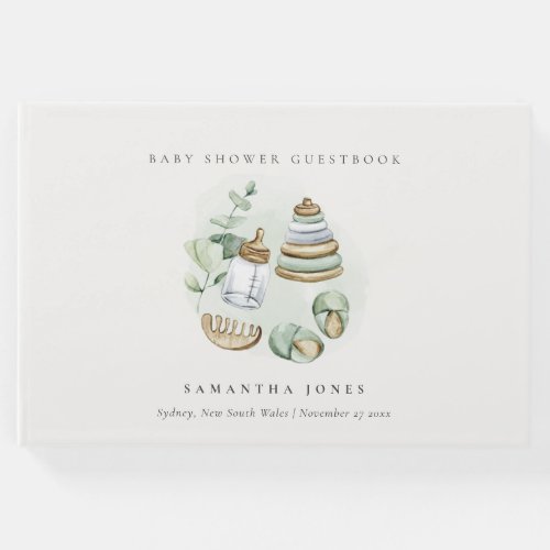 Cute Nursery Essential Leafy Green Baby Shower Guest Book