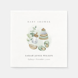 Cute Nursery Essential Leafy Green Baby Shower Napkins