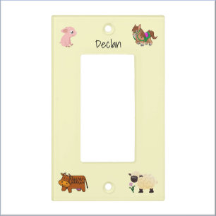 Cute Nursery Farm Animal Babies Light Switch Cover