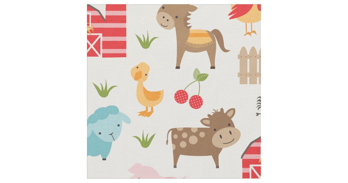 Cute Nursery Farm Animals Fabric Zazzle