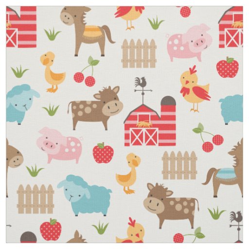 Cute Nursery Farm Animals Fabric