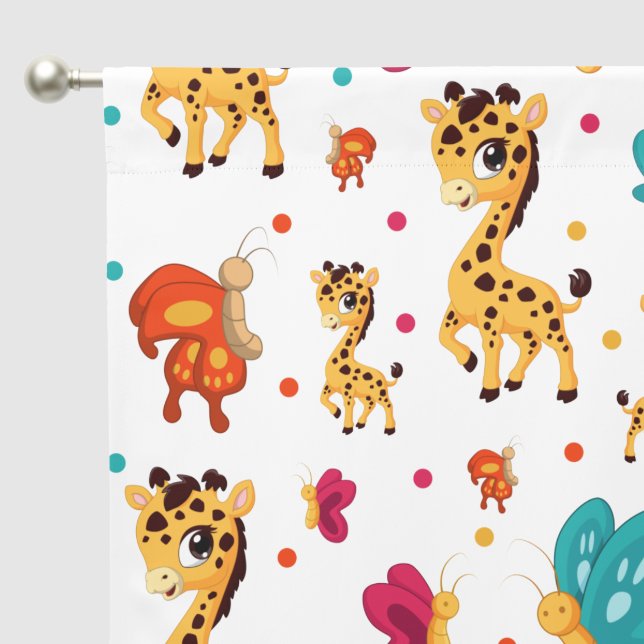 Cute Nursery giraffe tiled pattern Jungle girls Blackout Curtains (Pocket)