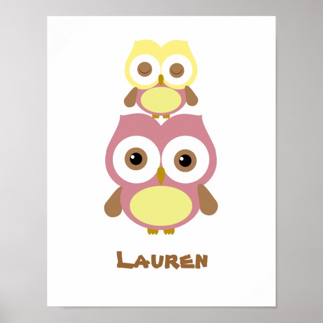 Cute nursery girl owl poster (Front)
