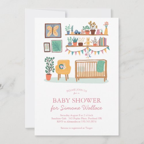  Cute Nursery Illustration CUSTOM BABY SHOWER Invitation