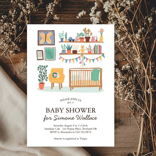  Cute Nursery Illustration CUSTOM BABY SHOWER Invitation