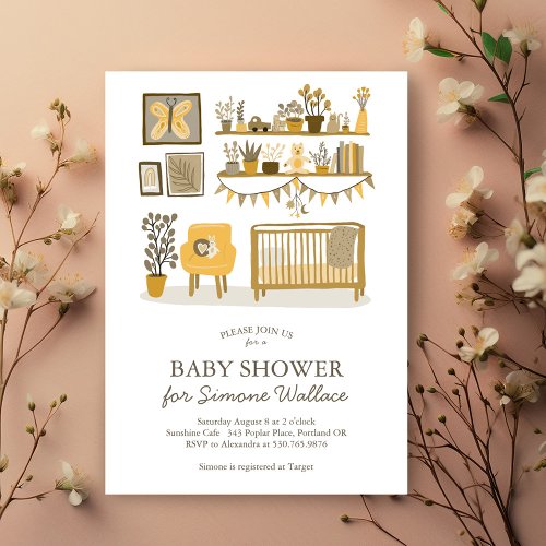  Cute Nursery Illustration CUSTOM BABY SHOWER Invitation