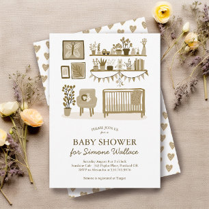 Cute Nursery Illustration CUSTOM BABY SHOWER Invitation