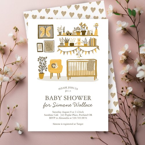  Cute Nursery Illustration CUSTOM BABY SHOWER Invitation