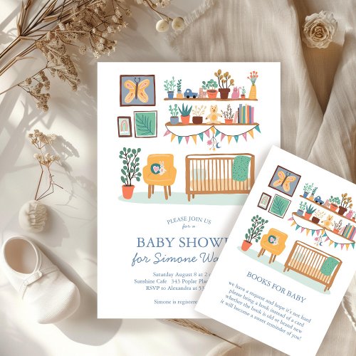  Cute Nursery Illustration CUSTOM BABY SHOWER Invitation