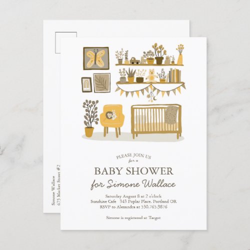  Cute Nursery Illustration CUSTOM BABY SHOWER Invitation Postcard