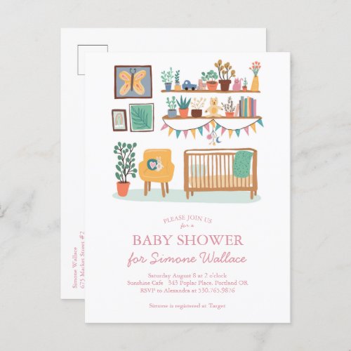  Cute Nursery Illustration CUSTOM BABY SHOWER Invitation Postcard