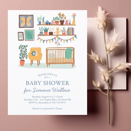  Cute Nursery Illustration CUSTOM BABY SHOWER Invitation Postcard