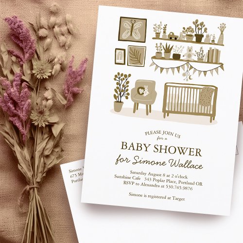  Cute Nursery Illustration CUSTOM BABY SHOWER Invitation Postcard