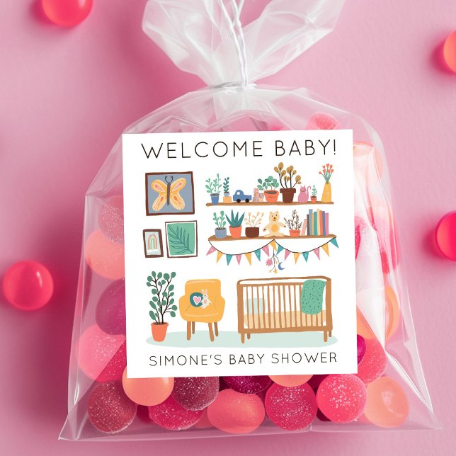 Cute Nursery Illustration CUSTOM BABY SHOWER  Square Sticker (Cute Nursery Illustration CUSTOM BABY SHOWER Square Sticker
)