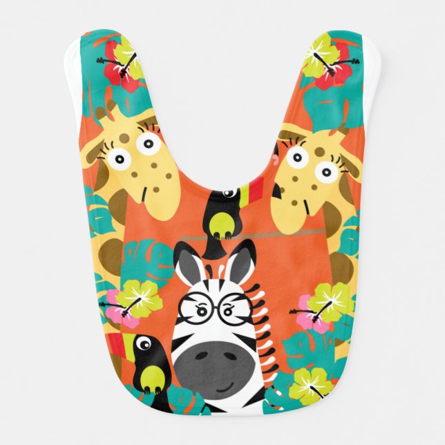 Cute nursery jungle animals decor   baby bib (Front)