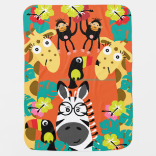 Cute nursery jungle animals decor baby blanket