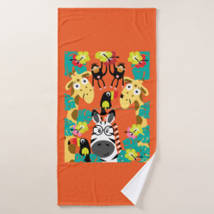 Cute nursery jungle animals decor   bath towel