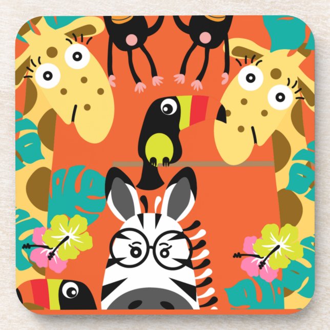 Cute nursery jungle animals decor   beverage coaster (Front)
