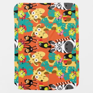 Cute nursery jungle animals decor door sign baby blanket