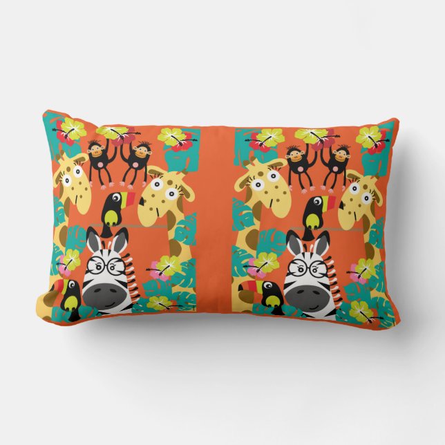 Cute nursery jungle animals decor    lumbar pillow (Front)