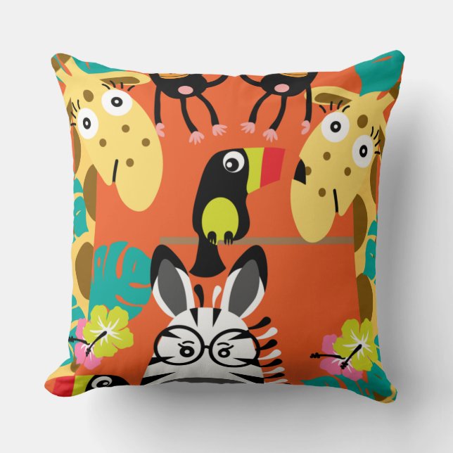 Cute nursery jungle animals decor   throw pillow (Front)
