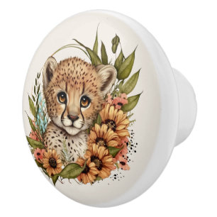 Cute Nursery Jungle baby leopard Ceramic Knob