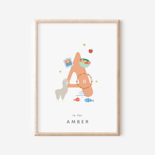 Cute Nursery Personalized Alphabet Letter A  Poster