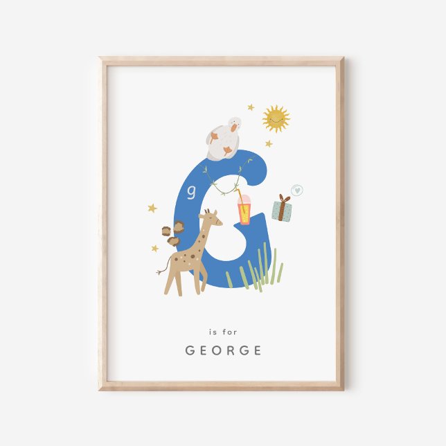 Cute Nursery Personalized Alphabet Letter G Poster (Creator Uploaded)