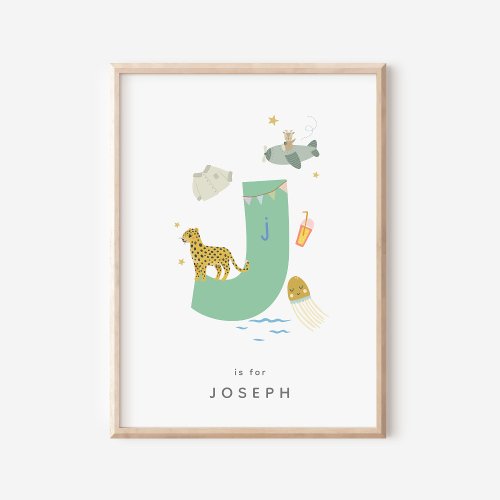 Cute Nursery Personalized Alphabet Letter J Poster