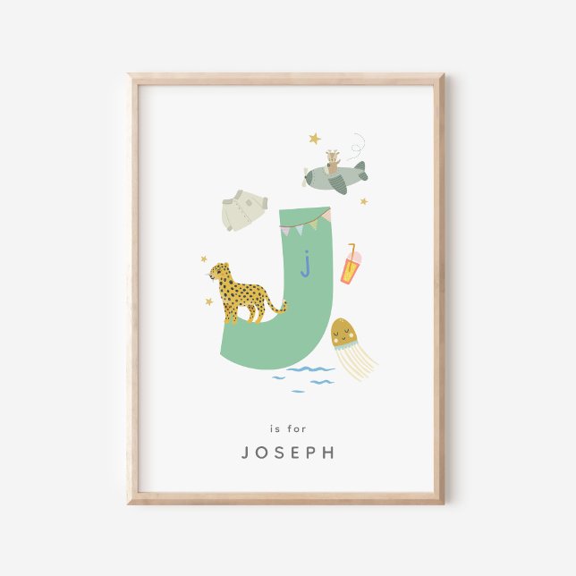 Cute Nursery Personalized Alphabet Letter J Poster (Creator Uploaded)