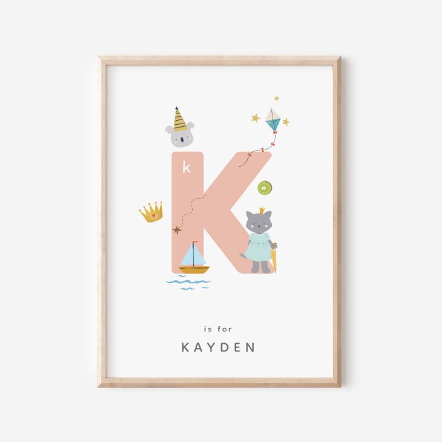 Cute Nursery Personalized Alphabet Letter K Poster (Creator Uploaded)