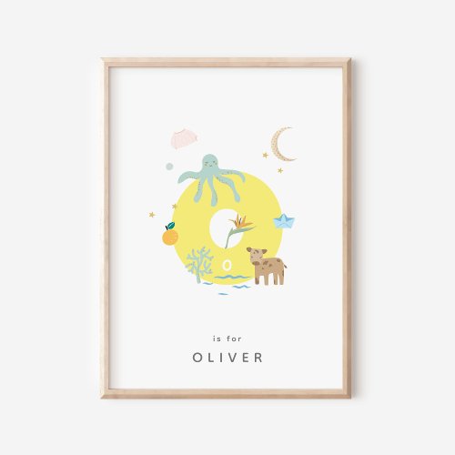 Cute Nursery Personalized Alphabet Letter O Poster