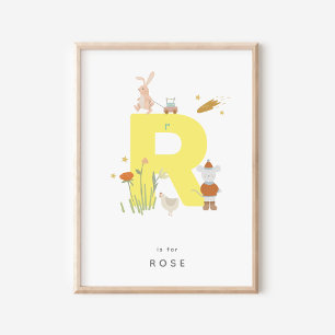 Cute Nursery Personalized Alphabet Letter R Poster