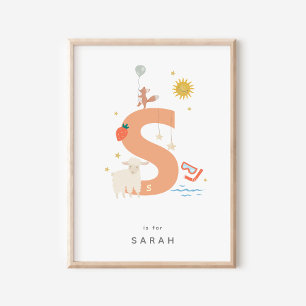Cute Nursery Personalized Alphabet Letter S Poster