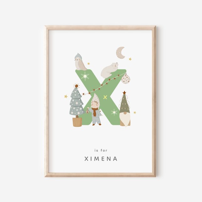 Cute Nursery Personalized Alphabet Letter X Poster (Creator Uploaded)