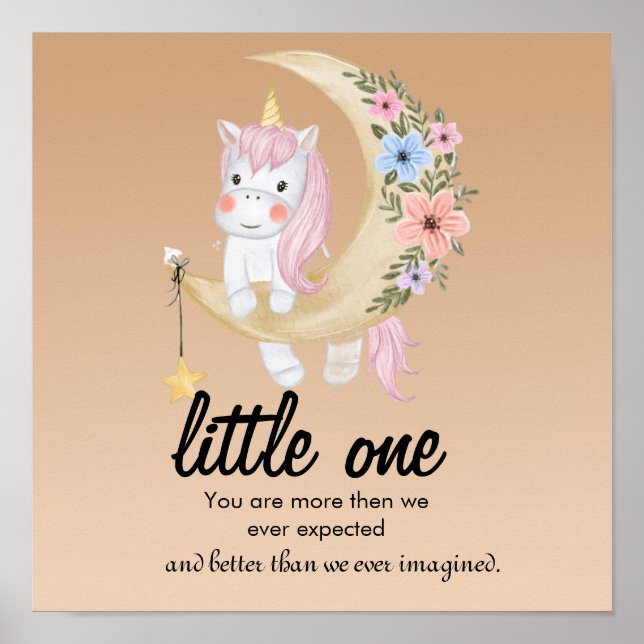 Cute nursery quote unicorn moon poster print (Front)