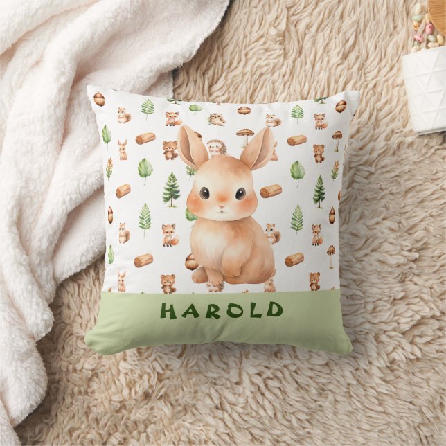 Cute Nursery Rabbit Throw Pillow (Blanket)