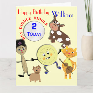 Cute Nursery Rhyme Kids Age and Name Birthday Card