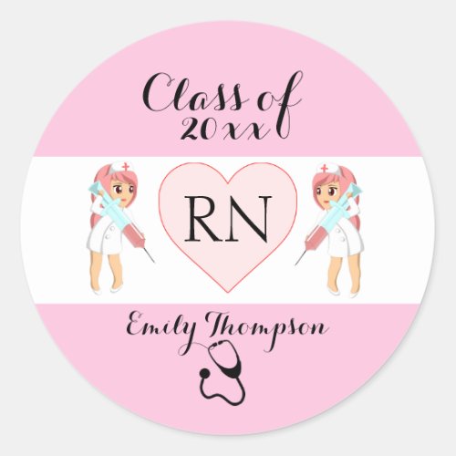 Cute Nurses Classic Round Sticker