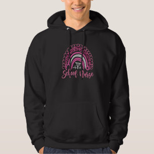 Cute Nurse's Day School Nurse Leopard Rainbow Back Hoodie