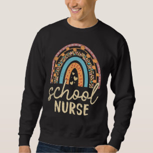 Cute Nurse's Day School Nurse Leopard Rainbow Back Sweatshirt
