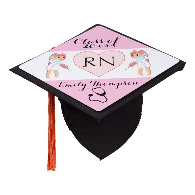 Cute Nurses Graduation Cap Topper (Angled)